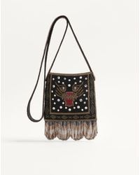 Valentino Garavani - Nellcôte Small Embroidered Shoulder Bag With Fringes - Lyst
