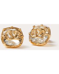 Valentino Garavani Vlogo Signature Metal And Swarovski® Crystal Earrings - Metallic
