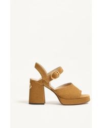 Valentino Garavani - Fawcette Platform Crust Leather Sandal 100Mm 35.5 - Lyst
