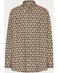 Valentino - Long Sleeve Cotton Shirt With Toile Iconographe Print - Lyst