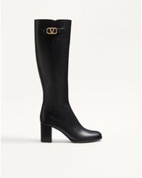 Valentino Garavani - Vlogo Signature Calfskin Boot 70Mm 35.5 - Lyst