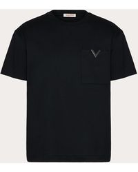 Valentino - Cotton T-shirt With Metallic V Detail - Lyst
