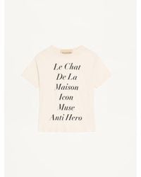 Valentino - Cotton T-Shirt With Le Chat De La Maison Icon Muse Anti Hero Print - Lyst