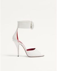 Valentino Garavani - ドリップローズ クリスタル キッドスキン サンダル 105mm 女性 ホワイト - Lyst