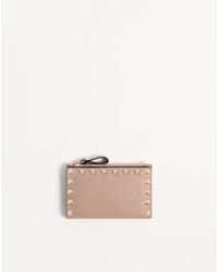 Valentino Garavani - Rockstud Grainy Calfskin Coin Purse And Cardholder - Lyst