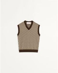 Valentino - Gilet En Laine Avec Motif Toute La V En Jacquard Homme - Lyst