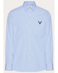 Valentino - Cotton Poplin Shirt With Metallic V Detail - Lyst