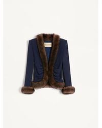 Valentino - ウールクレープ ジャケット 女性 インディゴ - Lyst