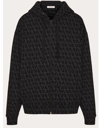 Valentino - Cotton Hooded Sweatshirt With Zip And Toile Iconographe Print - Lyst