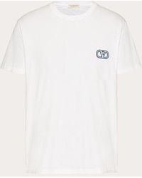Valentino - T-shirt in cotone con patch vlogo signature - Lyst