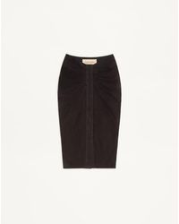 Valentino - Suede Midi Skirt - Lyst