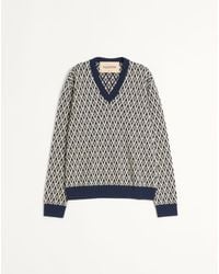 Valentino - Wool Jumper With Toute La V Jacquard Pattern - Lyst