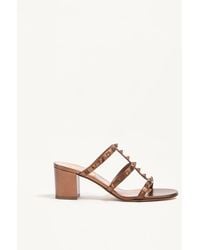 Valentino Garavani - Rockstud Metallic Calfskin Leather Slide Sandal 60 Mm 34 - Lyst
