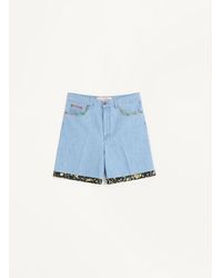 Valentino - Bermuda Shorts With Floral Print Hem - Lyst