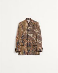 Valentino - ヴォヤージュ イマジネール プリント ヘンプ ジャケット おとこ ベージュ/マルチカラー - Lyst