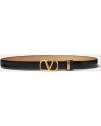 Valentino Garavani Vlogo Signature Reversible Belt In Shiny And Metallic Calfskin 20mm - Multicolour