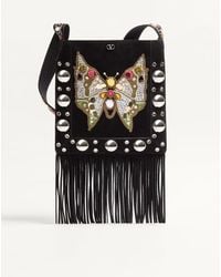 Valentino Garavani - Nellcôte Embroidered Shoulder Bag With Fringes - Lyst