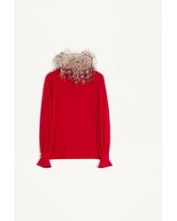 Valentino - Georgette Top With Feathers - Lyst