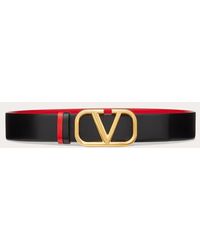 Valentino Garavani - Reversible Vlogo Signature Belt In Glossy Calfskin 40 Mm - Lyst