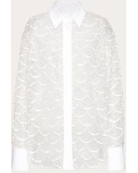 Valentino - Embroidered Tulle Illusione Shirt - Lyst