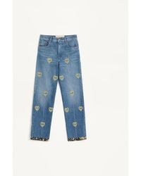 Valentino - Embroidered Denim Trousers - Lyst