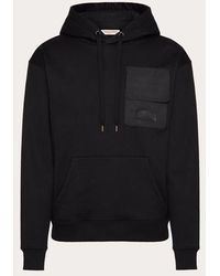 Valentino - Technical Cotton Sweatshirt With Hood And Vltn Tag - Lyst