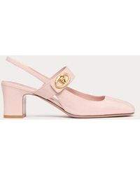 Valentino Garavani - Mary-jane Vlogo Locker Slingback Pumps In Naplack - Lyst