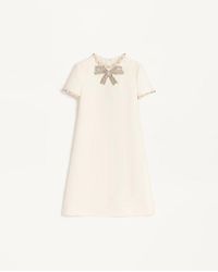 Valentino - Embroidered Crepe Couture Short Dress - Lyst