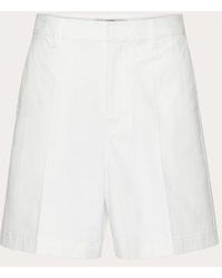 Valentino - Stretch Cotton Canvas Shorts With Rubberized V-detail - Lyst