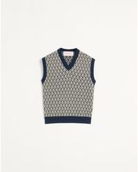 Valentino - Gilet En Laine Avec Motif Toute La V En Jacquard Homme - Lyst