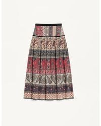 Valentino - ラメモスリン ヴォヤージュ イマジネールプリント ミディスカート 女性 マルチカラー - Lyst