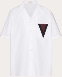 Valentino - Cotton Bowling Shirt With Inlaid V Detail - Lyst