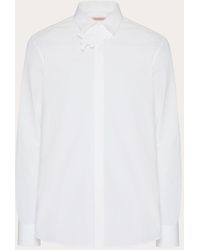 Valentino - Long-sleeved Shirt In Cotton Poplin With Flower Patch - Lyst