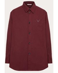 Valentino - Stretch Cotton Canvas Shirt Jacket With Rubberised V Detail - Lyst