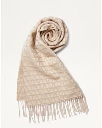Valentino Garavani - トワル イコノグラフ ウール スカーフ 女性 ベージュ - Lyst