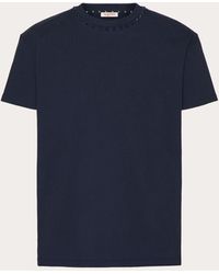 Valentino - Cotton Crewneck T-shirt With Black Untitled Studs - Lyst