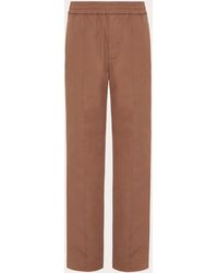 Valentino - Stretch Cotton Canvas Trousers With Rubberised V Detail - Lyst