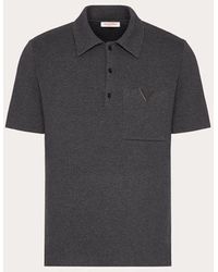 Valentino - Stretch Cotton Polo Shirt With Metallic V Detail - Lyst