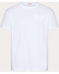 Valentino - Cotton T-shirt With Embroidered Butterfly - Lyst