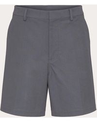 Valentino - Stretch Cotton Canvas Shorts With Rubberized V-detail - Lyst