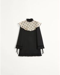 Valentino - クレープクチュール ミニドレス 女性 ブラック/アイボリー - Lyst