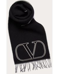 Valentino Garavani - Vロゴ シグネチャー ウール X カシミア スカーフ おとこ ブラック/アイボリー - Lyst
