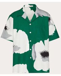 Valentino - Camicia da bowling in popeline di cotone con stampa flower portrait - Lyst