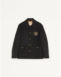 Valentino - Wool And Cashmere Jacket With Embroidered Patch - Lyst