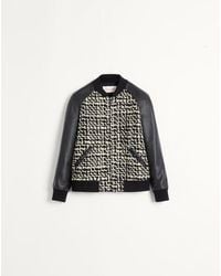 Valentino - Wool Tweed Bomber Jacket With Chez Patch - Lyst
