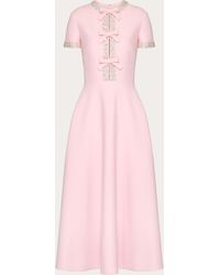 Valentino - Crepe Couture Embroidered Midi Dress - Lyst
