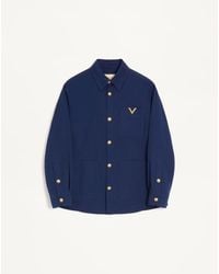 Valentino - Cotton Gabardine Shirt Jacket With Vgold - Lyst