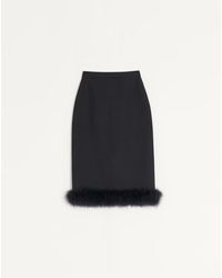 Valentino - Crepe Couture Midi Skirt With Feathers 36 - Lyst