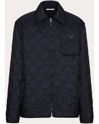 Valentino - Quilted Nylon Shirt Jacket With Metallic V Detail - Lyst