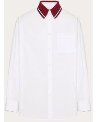 Valentino - Long-sleeved Cotton Poplin Shirt With Embroidery - Lyst